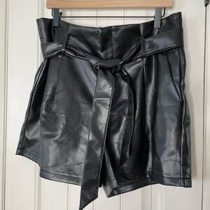 Black Leather Women Shorts
